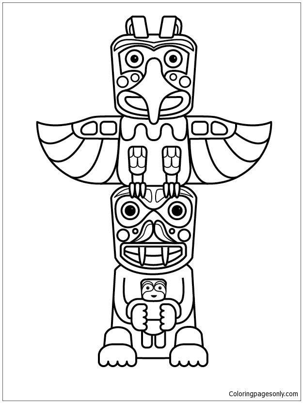 Totem pole animals coloring page