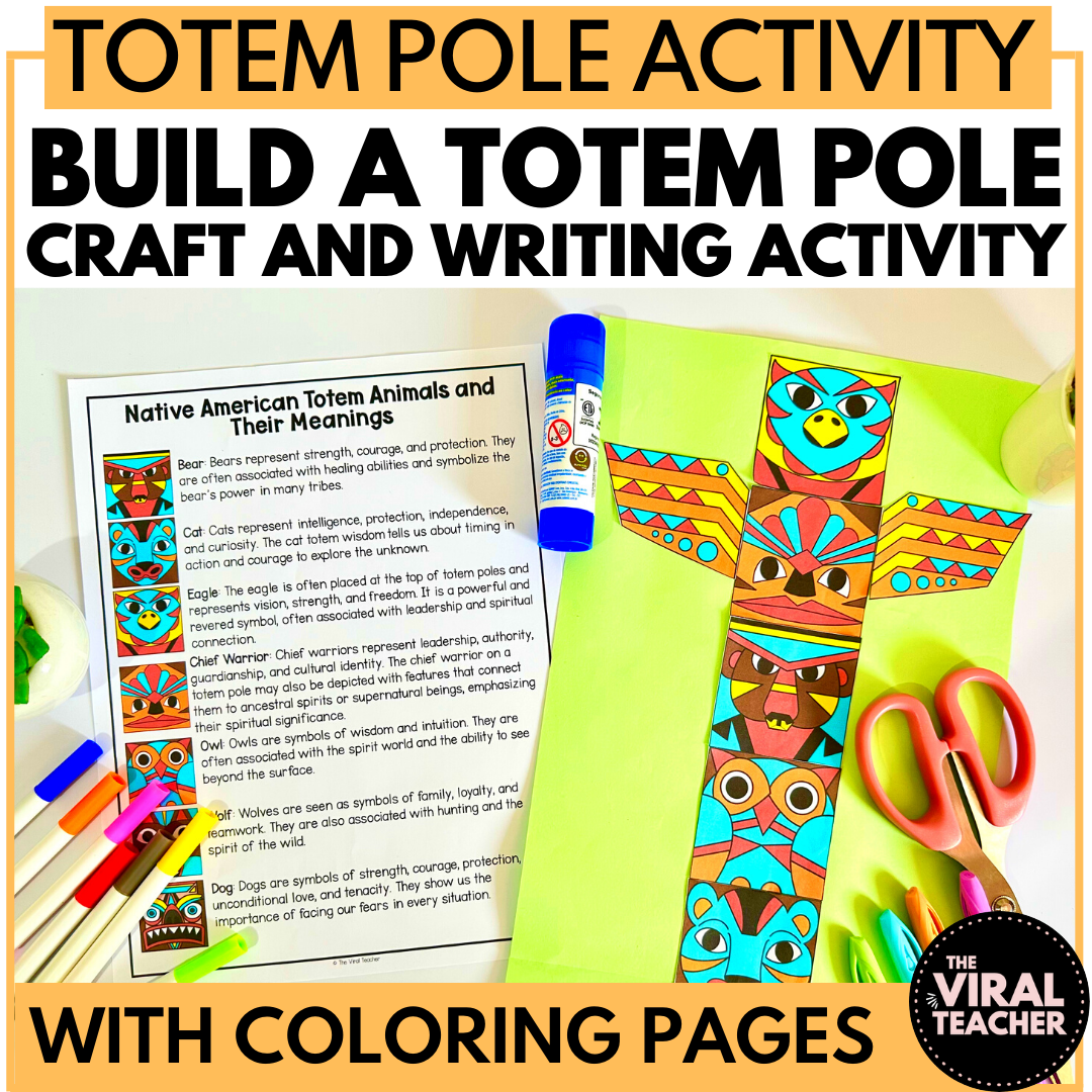 Build a totem pole for native american heritage month craft and writing activity made by teachers