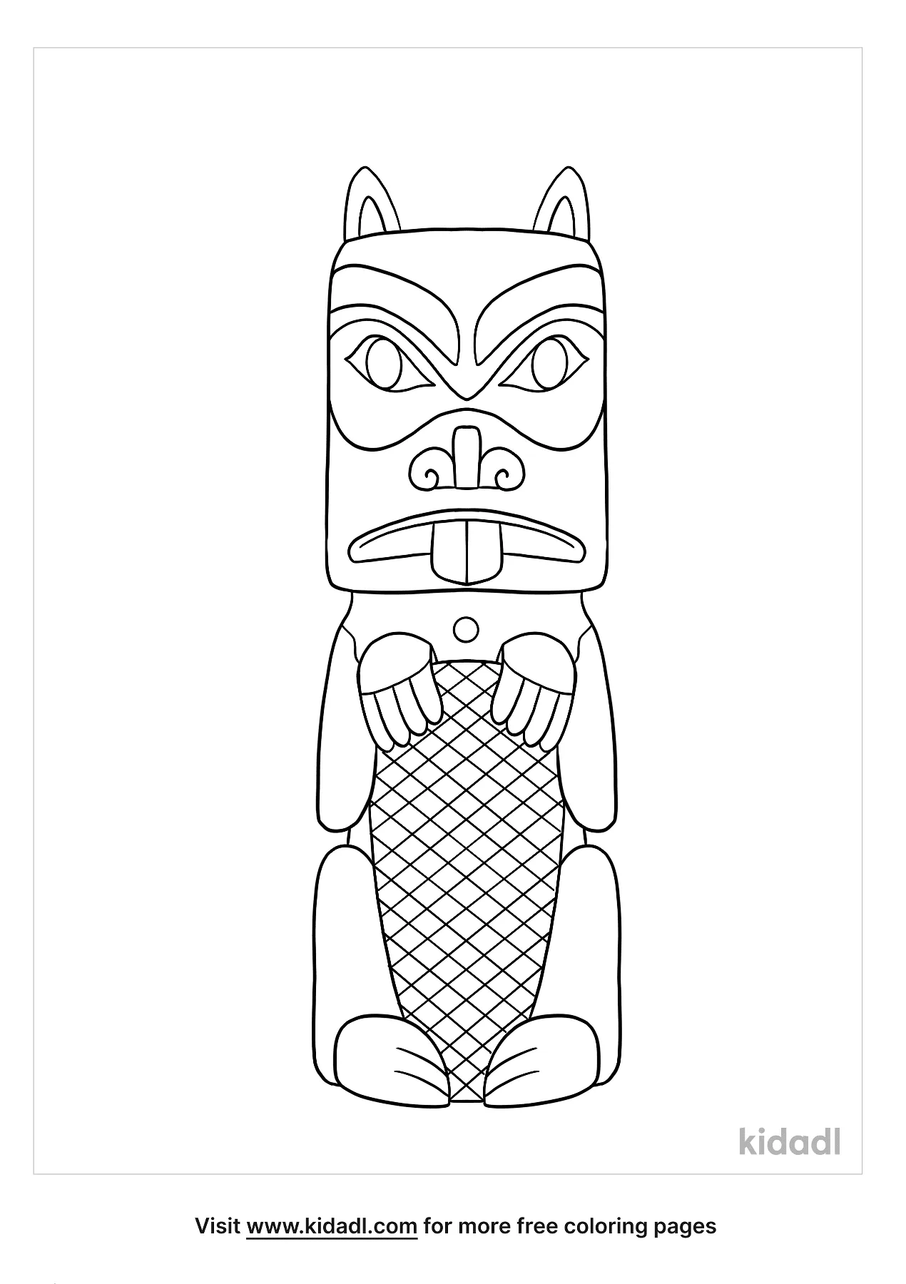 Free beaver totem pole coloring page coloring page printables