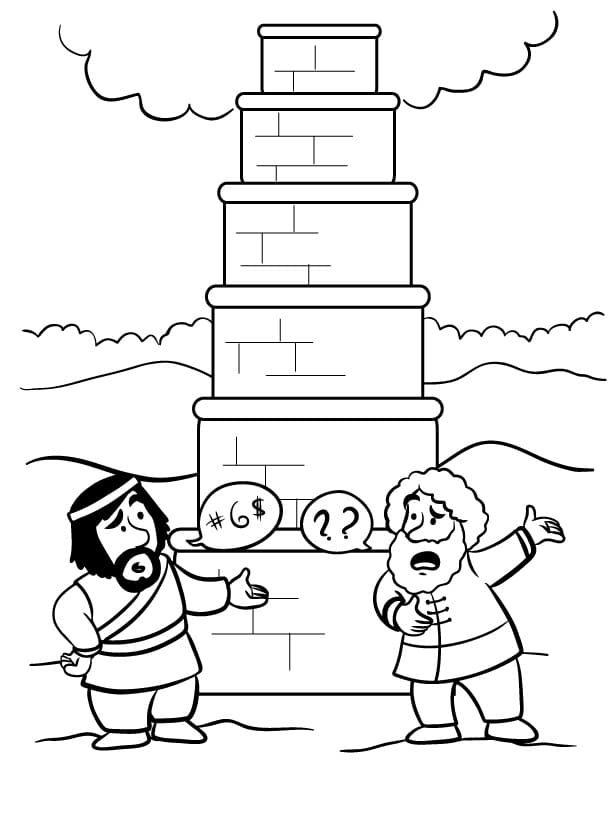 Print tower of babel coloring page