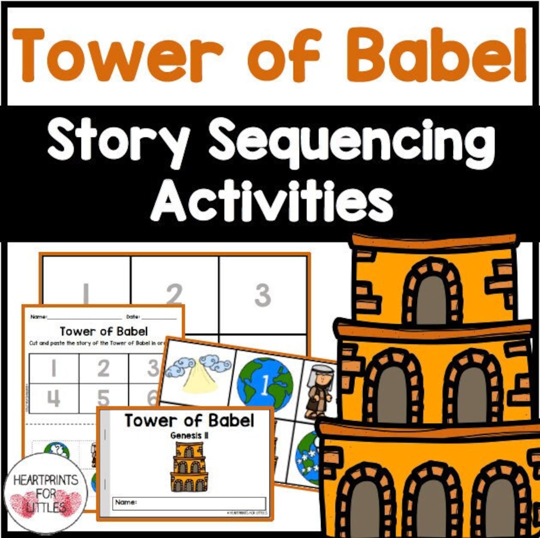 Tower of babel bible story sequencing activities for kids homeschool printable sunday school lesson