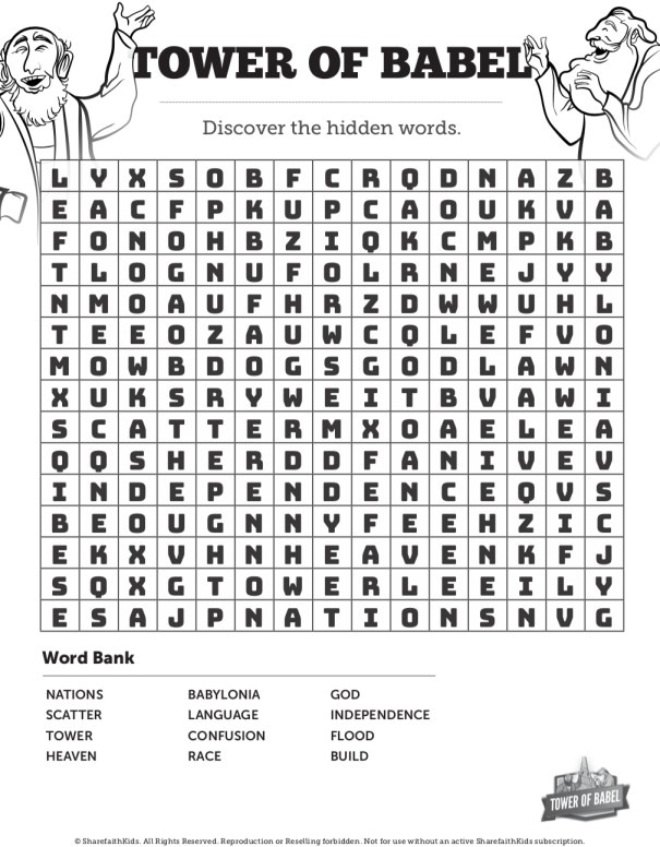 Tower of babel word search puzzles â