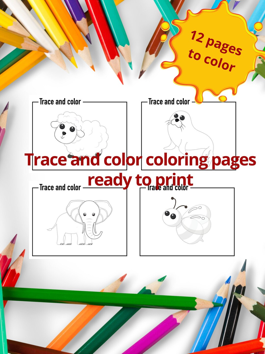 Kids tracing and coloring pages kids coloring book animals coloring pages preschool homeschool coloring activities pdf download download now