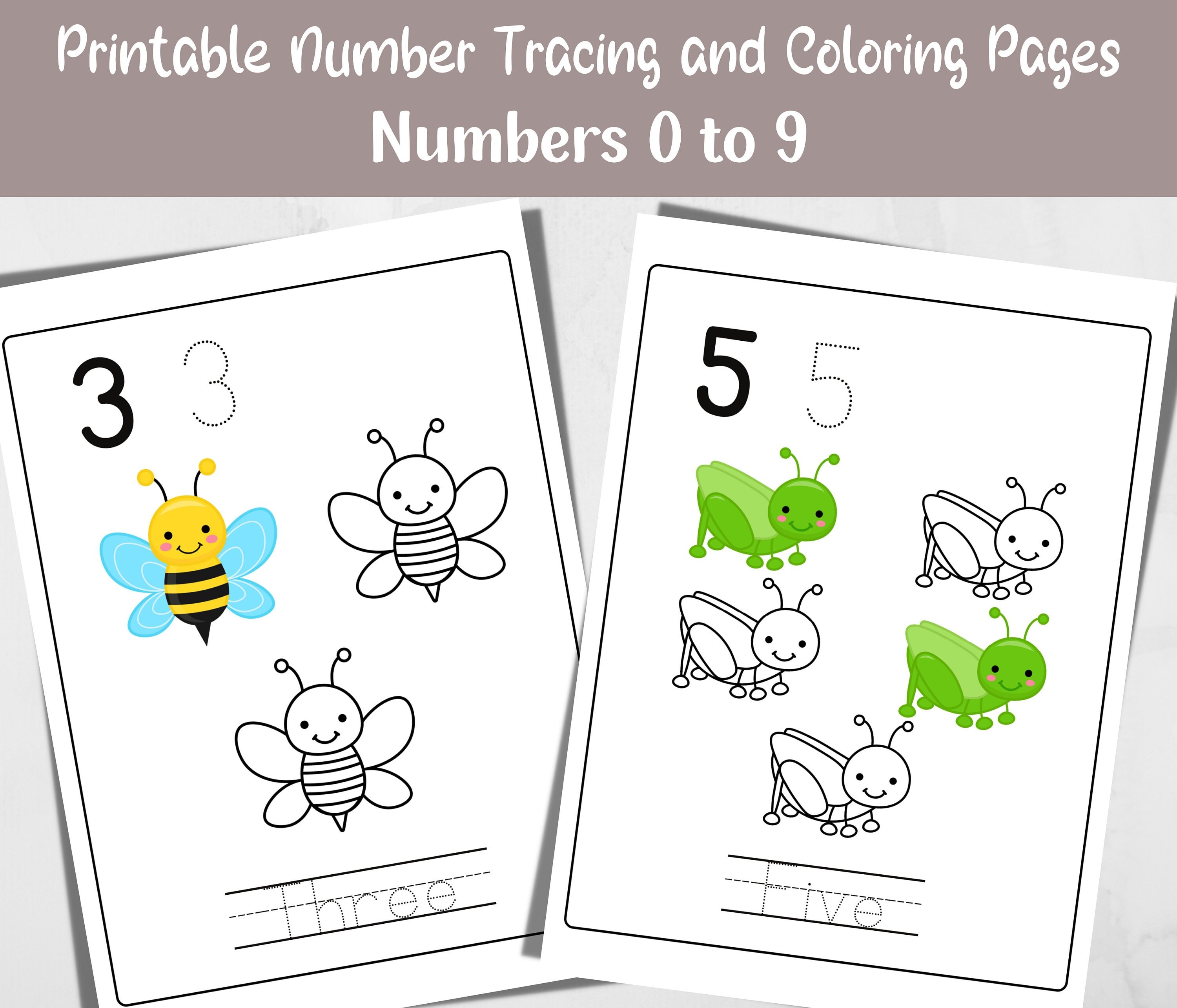 Number coloring and tracing pages for kids