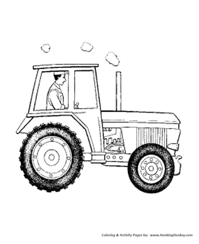 Farm tractor coloring pages printable enclosed cab tractor coloring page and kids activity sheet