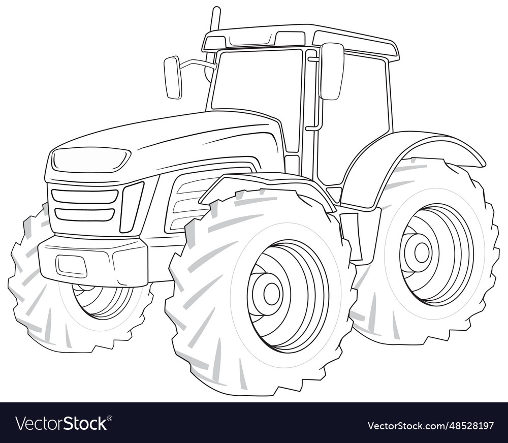 Outline of tractor coloring page royalty free vector image