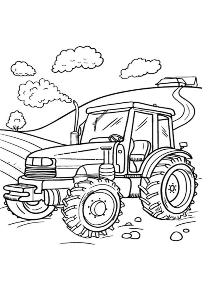 Free easy to print tractor coloring pages