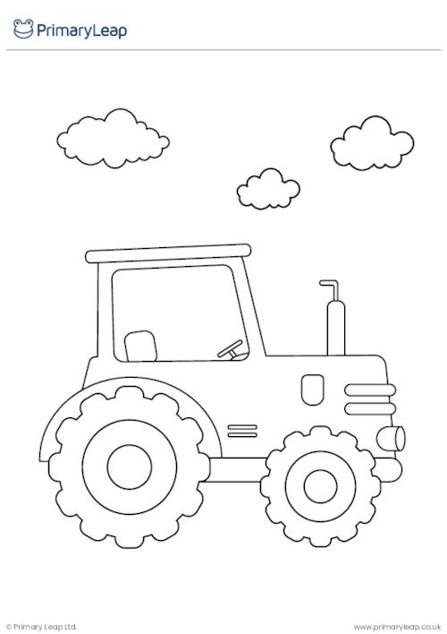 Art and craft tractor louring page worksheet