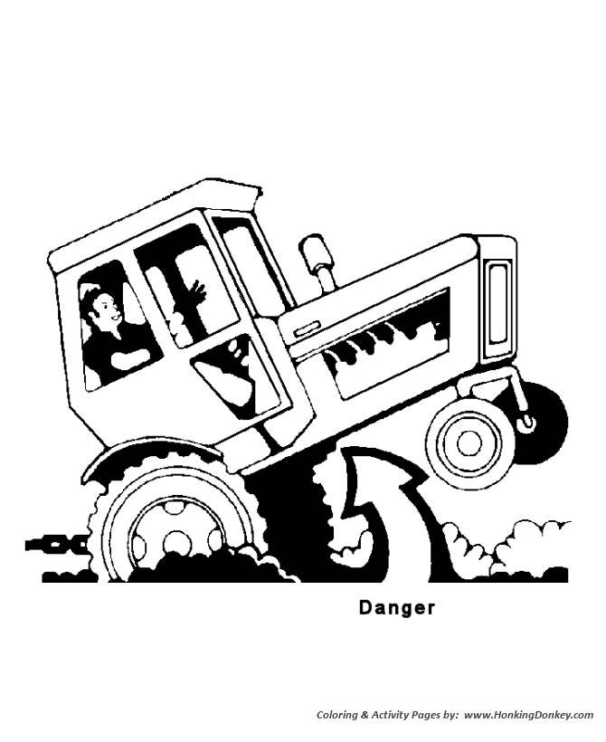 Tractor safety coloring pages printable tractor tipping danger coloring page and kids activity sheet