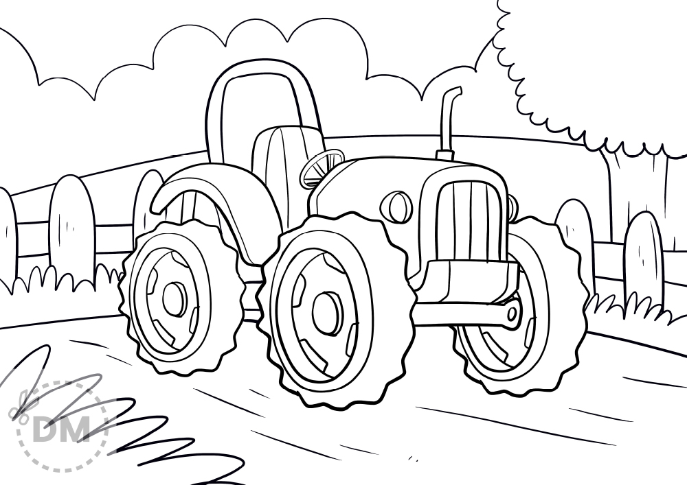 Tractor car coloring page