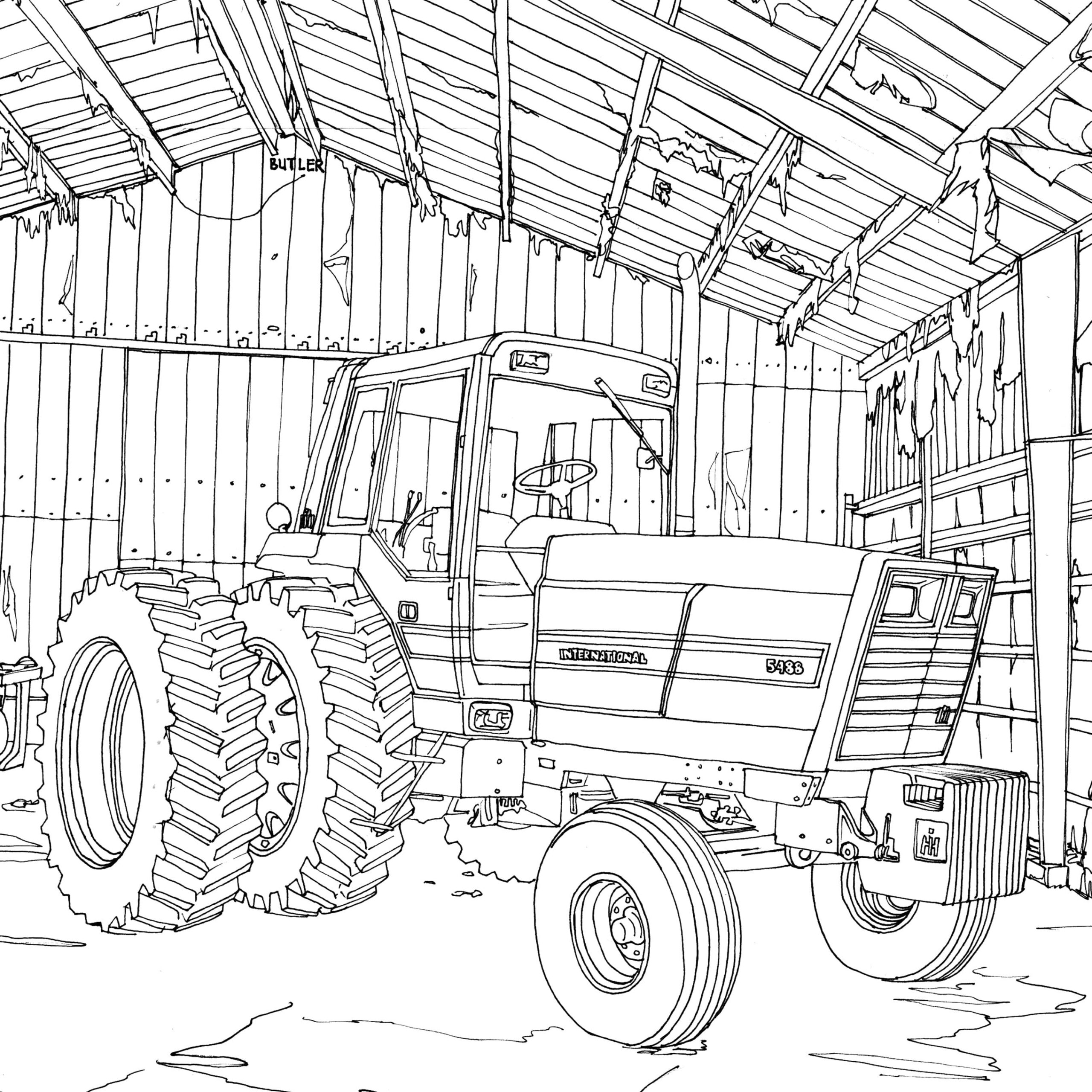 Free printable tractor image coloring page