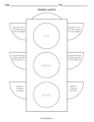 Traffic lights worksheet â free printable