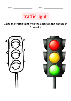 Lesson coloring printable traffic light worksheet for class