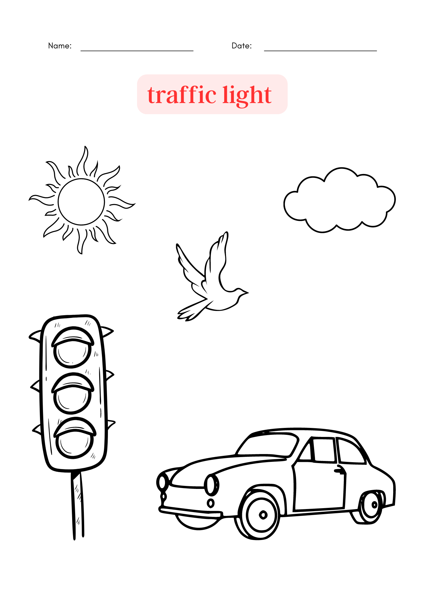 Lesson coloring printable traffic light worksheet for class made by teachers