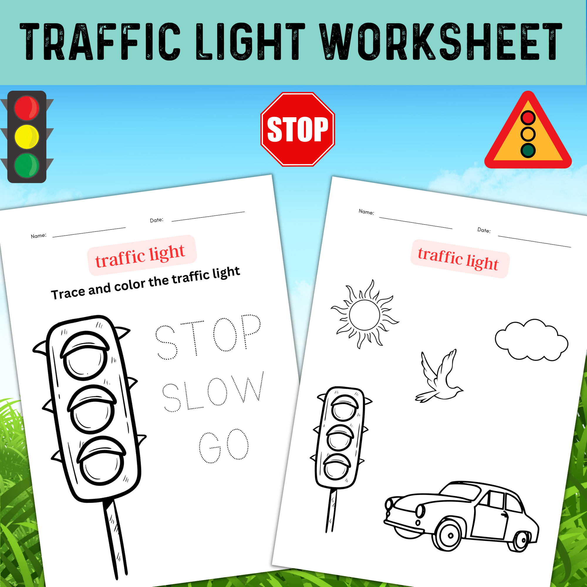 Lesson coloring printable traffic light worksheet for class made by teachers