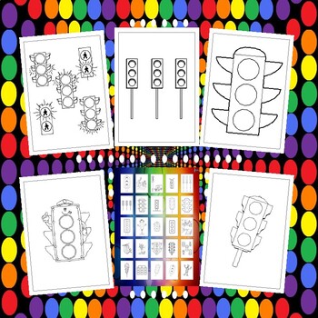 Educational printable traffic light coloring pages collection for kids