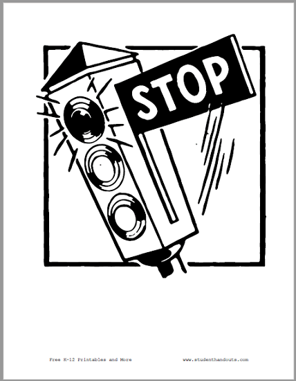 Stop sign traffic light printable student handouts