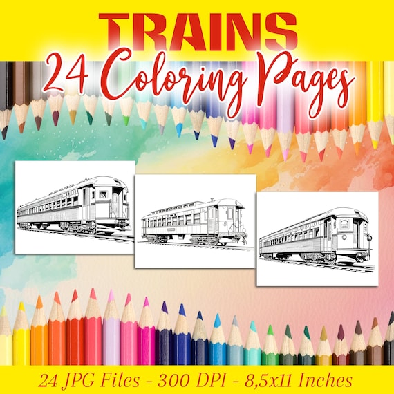 Trains coloring pages printable trains coloring pages for boys girls instant download trains printables trains coloring sheets