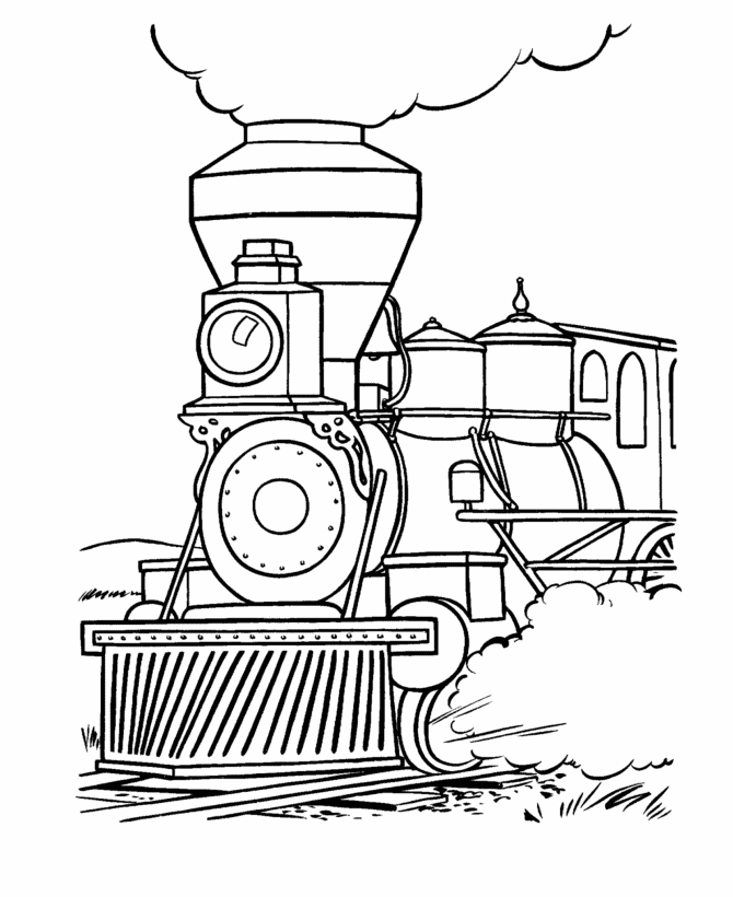 Train and railroad coloring pages