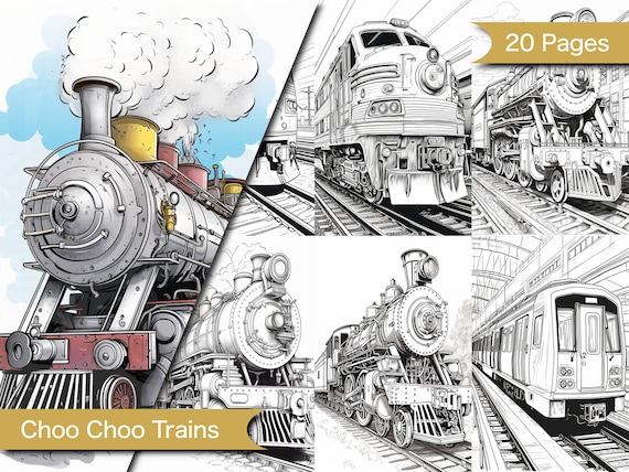Train coloring pages choo choo train train printable train digital coloring pages train track coloring pages train printables instant download