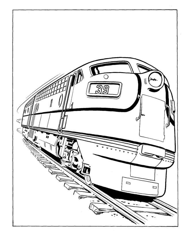Train and railroad coloring page sheets