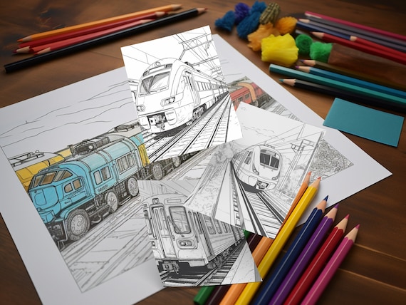 Train coloring pages choo choo train train printable train digital coloring pages train track coloring pages train printables instant download