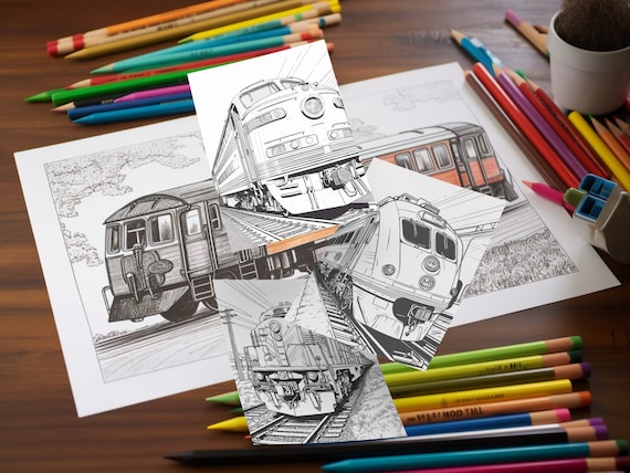 Train coloring pages choo choo train train printable train digital coloring pages train track coloring pages train printables instant download