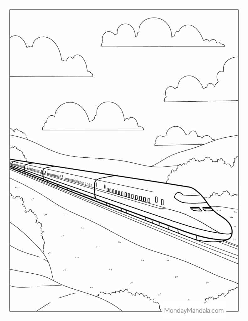 Train coloring pages free pdf printables