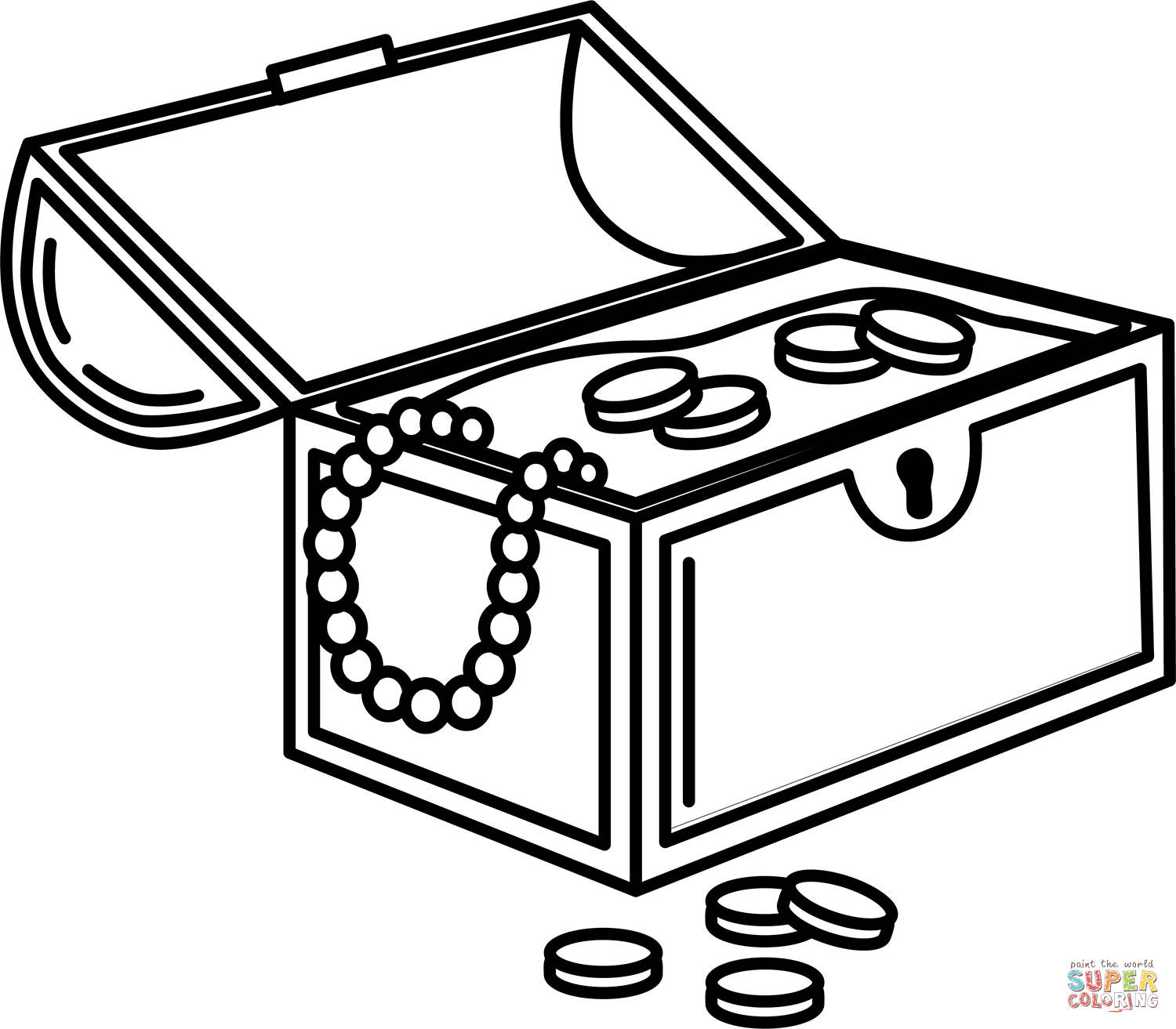 Treasure chest coloring page free printable coloring pages