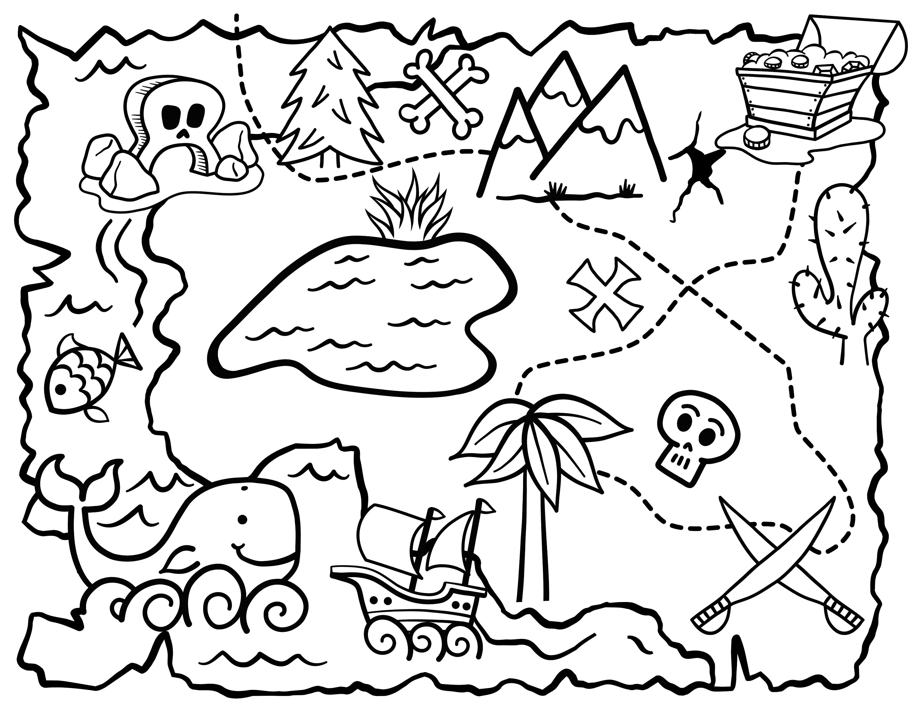 Pirate treasure map coloring pages pirate printable book digital download not a physical product