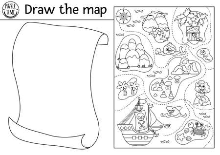 Treasure map coloring page stock photos and images