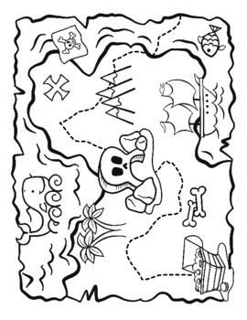 Pirate map coloring page freebie by practically playing tpt