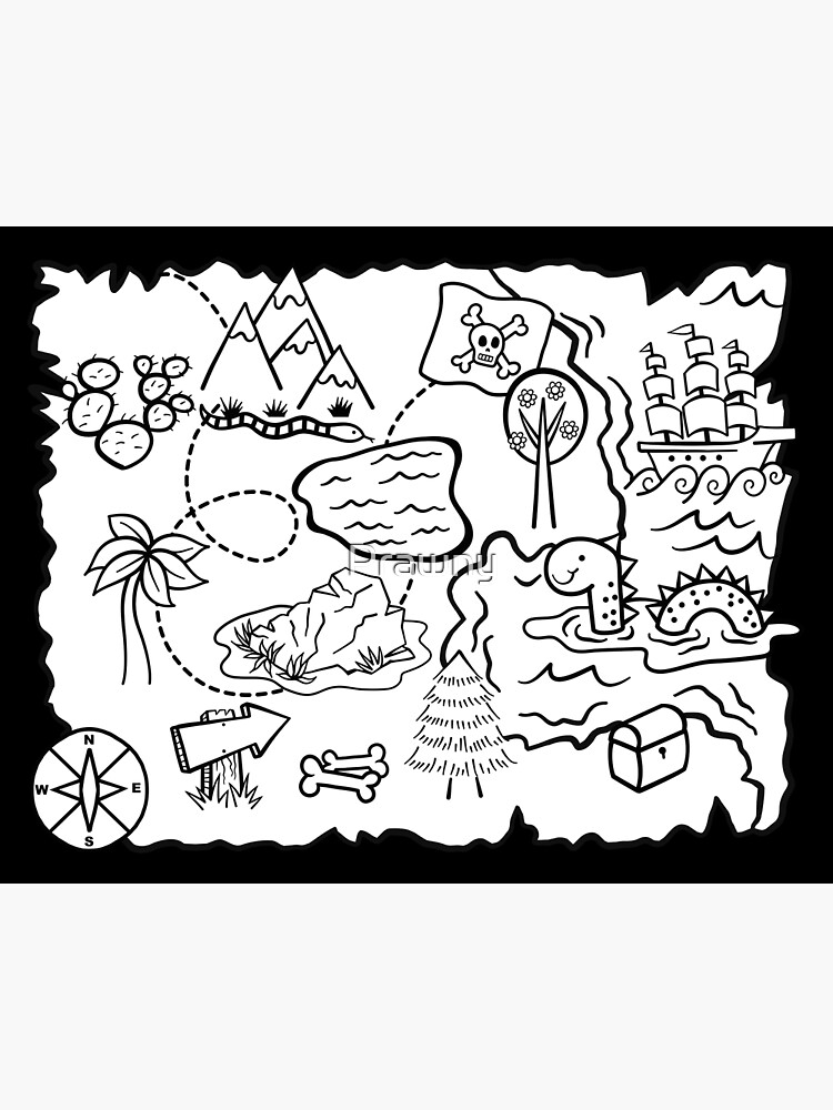 Kids treasure map art board print for sale by prawny