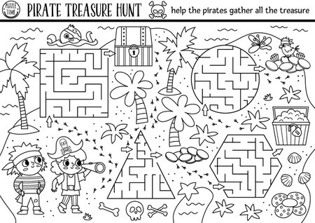 Treasure map coloring page stock photos and images