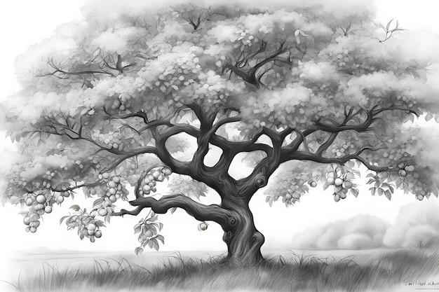 Premium ai image tree coloring page printable quality