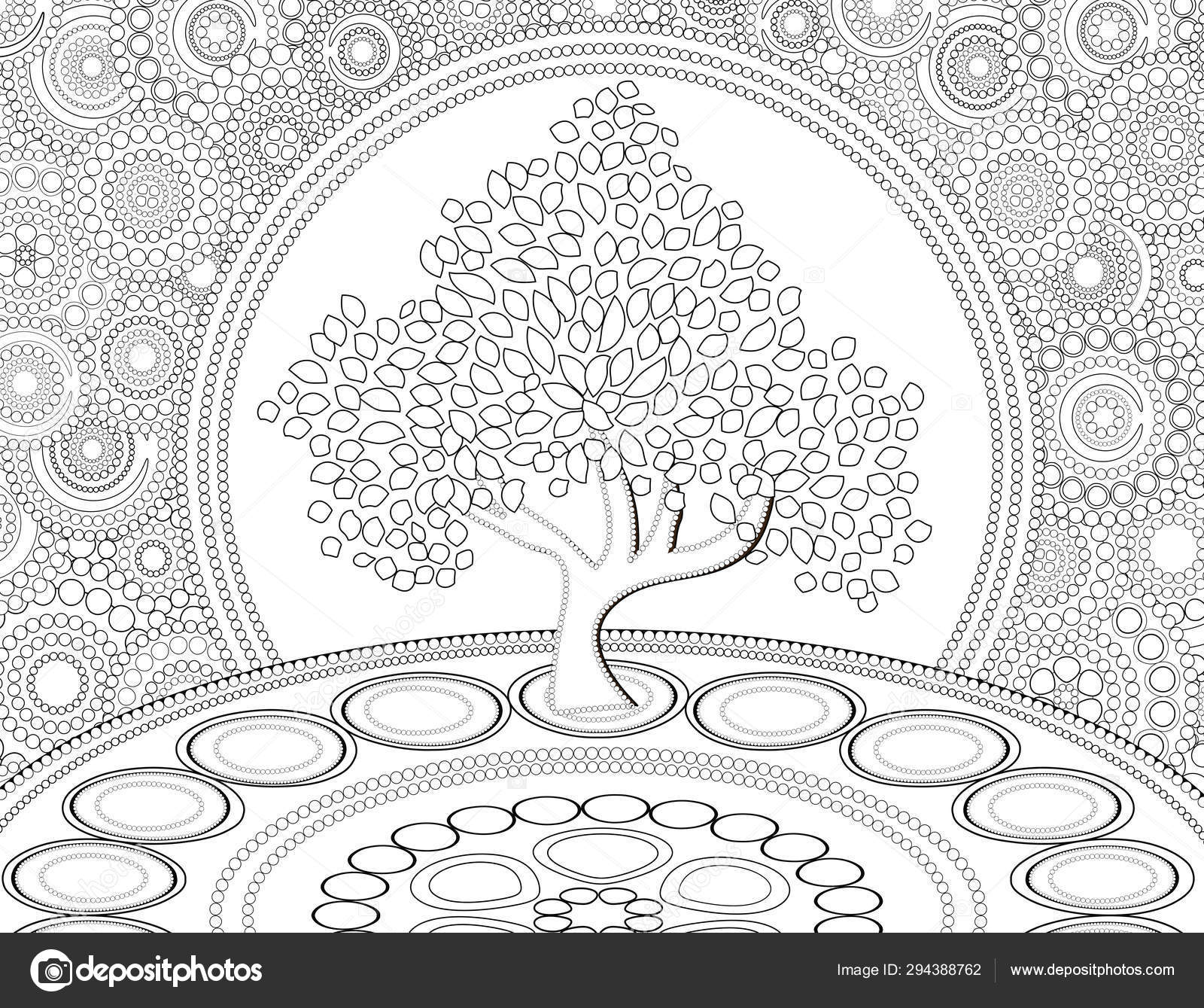 Circle tree life coloring page stock photo by smk