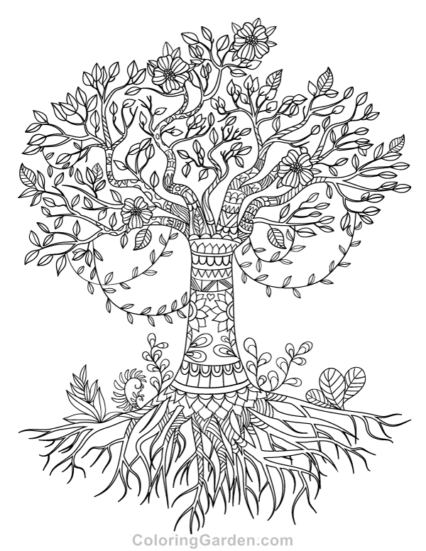 Tree of life adult coloring page