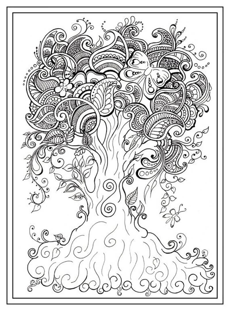Mindfulness tree coloring page