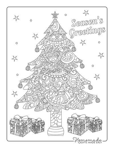 Christmas tree coloring pages for kids adults