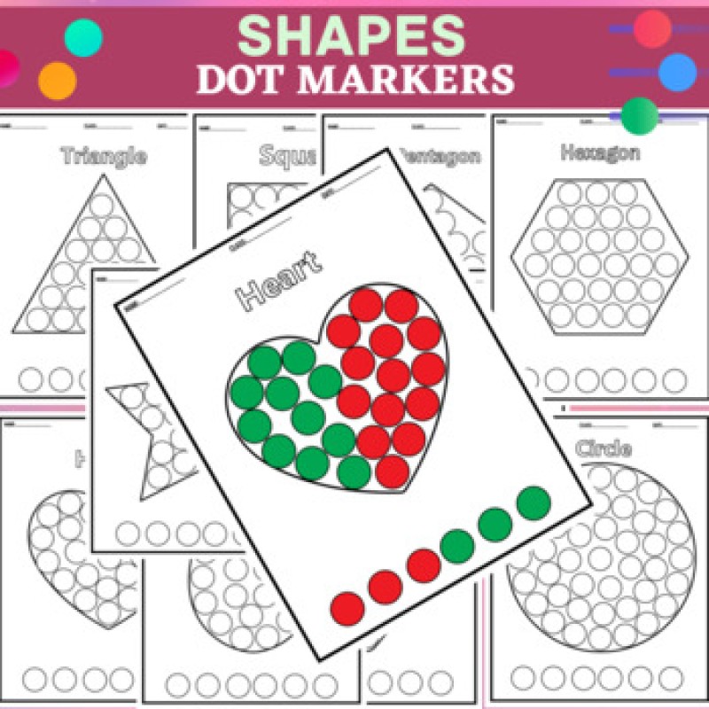 D shapes coloring pages dot markers