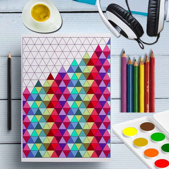 Buy printable triangles coloring page triangles shape prints geometric coloring sheet digital adult color patterns doodle coloring for adult online in india