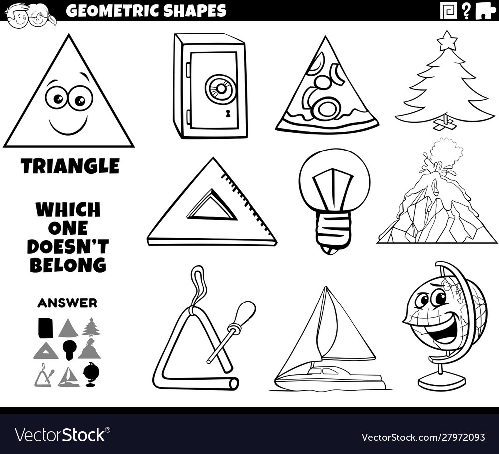 Triangle shape educational task for kids coloring vector image