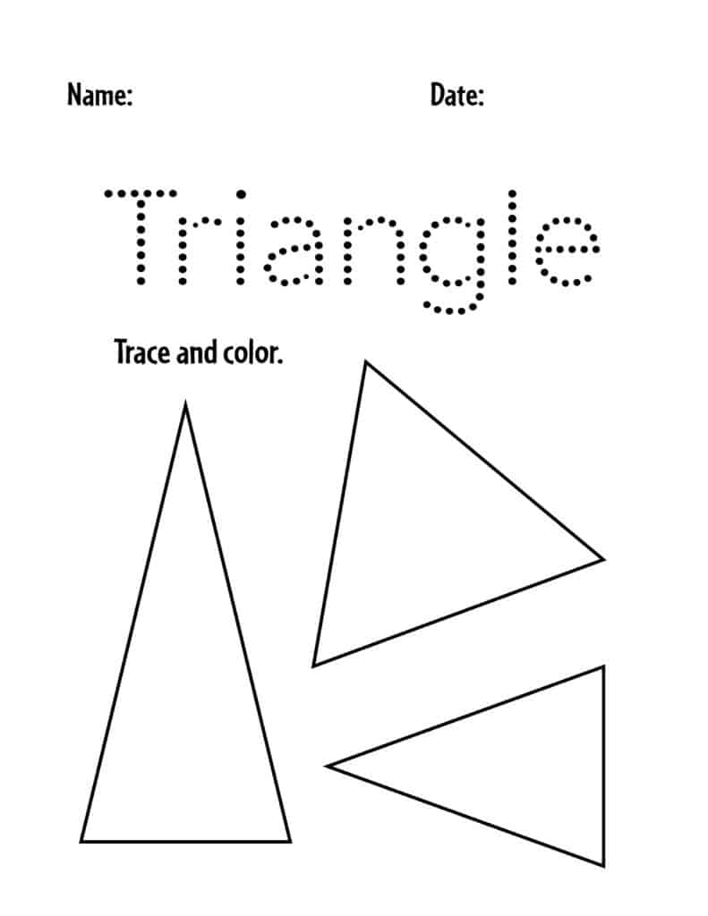 Free triangle worksheets for preschool â the hollydog blog