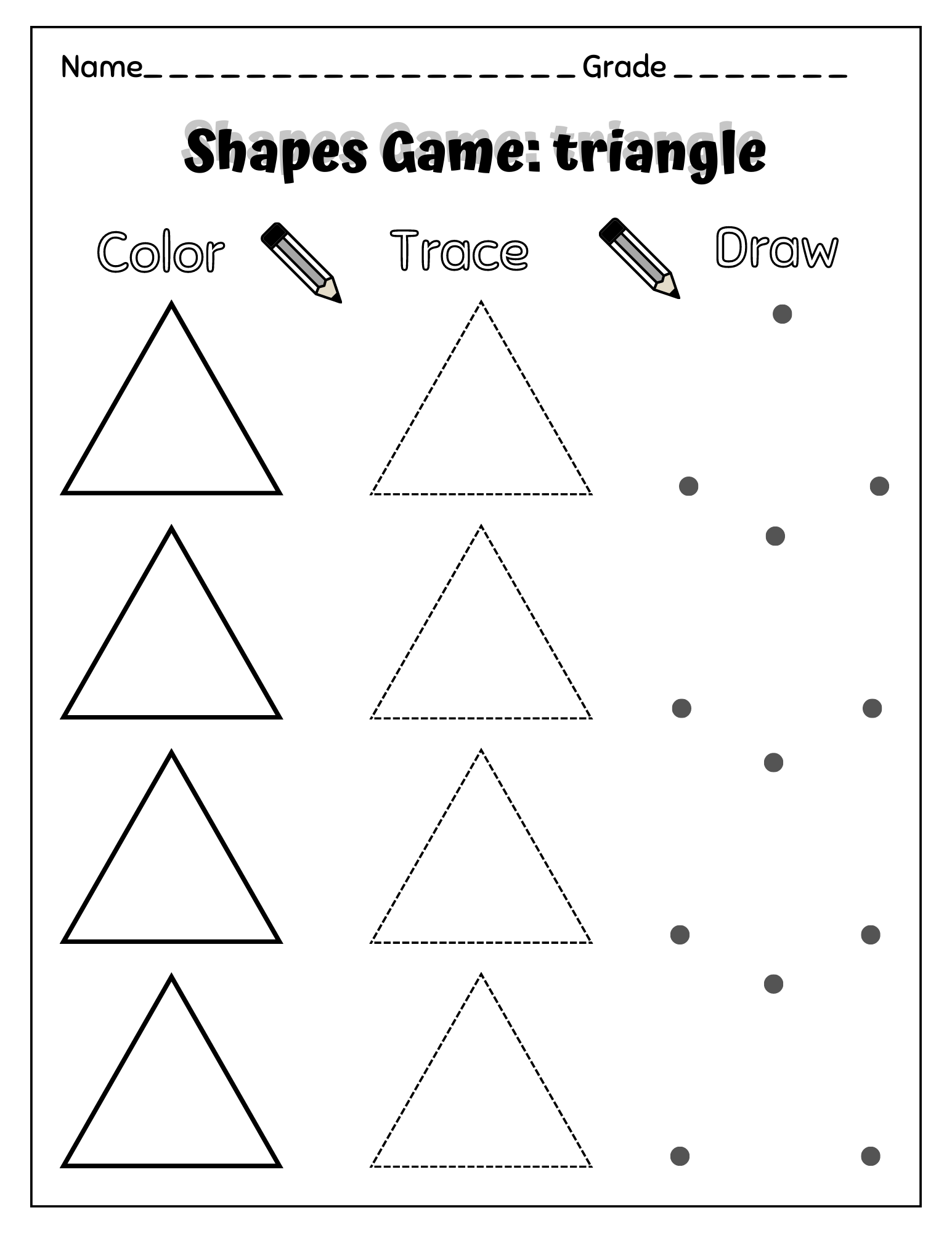 Shapes tracing drawing and coloring pages made by teachers