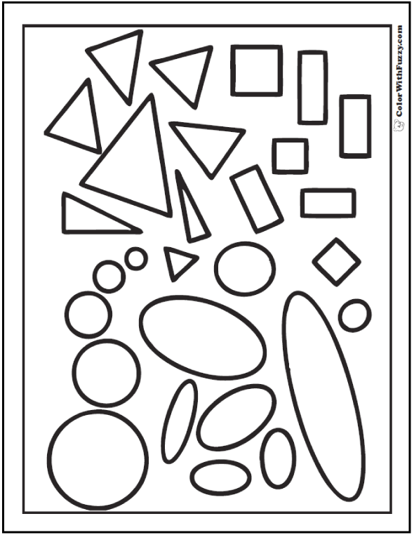 Shape coloring pages â digital pdf squares circles triangles