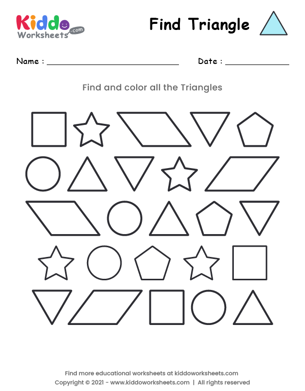 Free printable find triangle worksheet worksheet