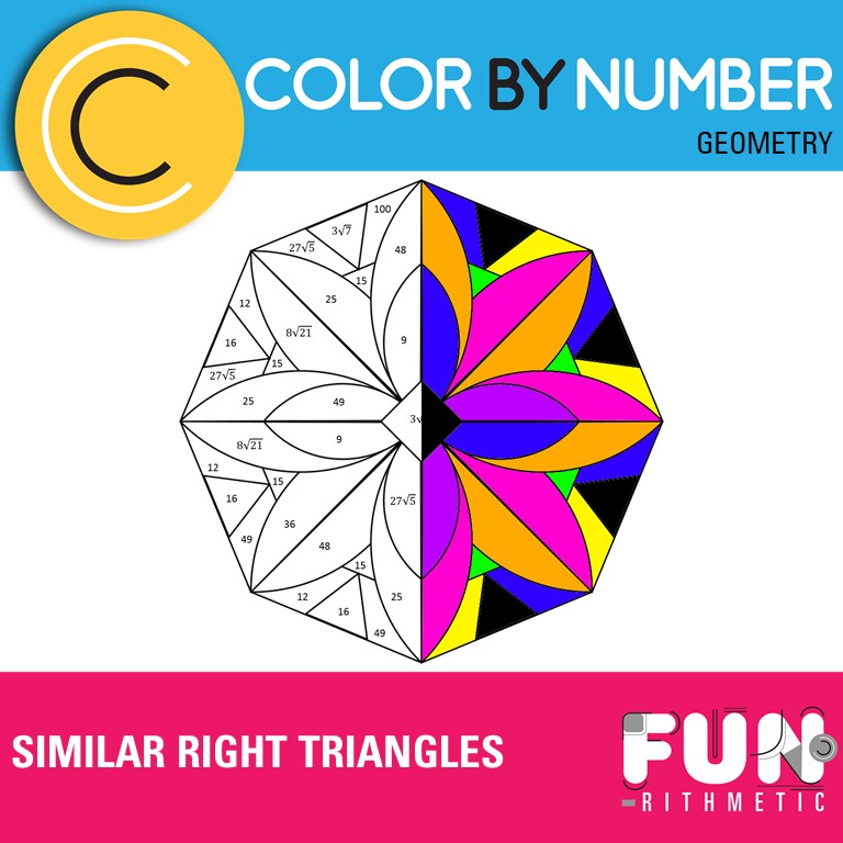 Similar right triangles color by number