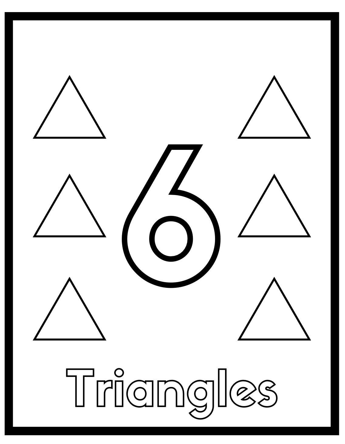 Printable coloring pages for toddlers learning numbers and shapes