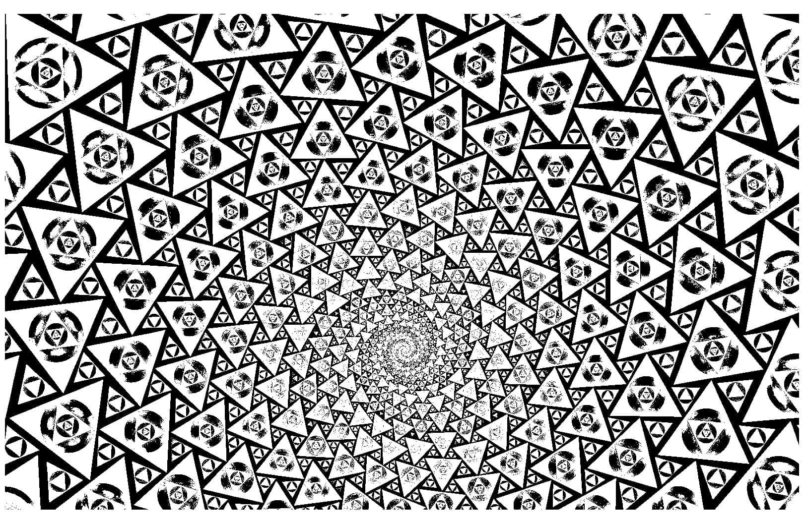 Psychedelic endless triangles coloring page