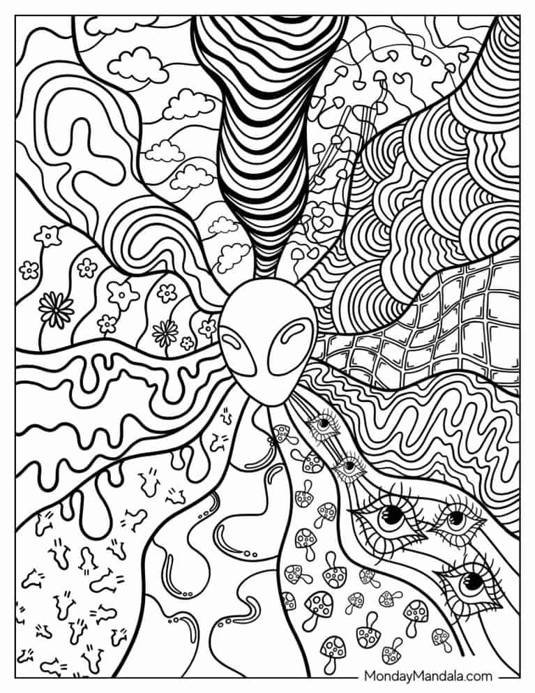 Trippy coloring pages free pdf printables